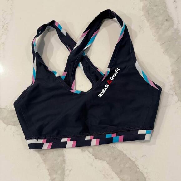 Reebok Reversible CrossFit Play-Dry Performance Sports Bra Womens Small Blue Gym - Picture 3 of 6